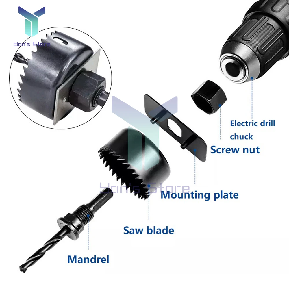 19-127mm Hole Saw Set Saw Cup Wood Crown Drill Bit For Gypsum Board Wood PVC Plastic Density Board Metal Woodworking Tools