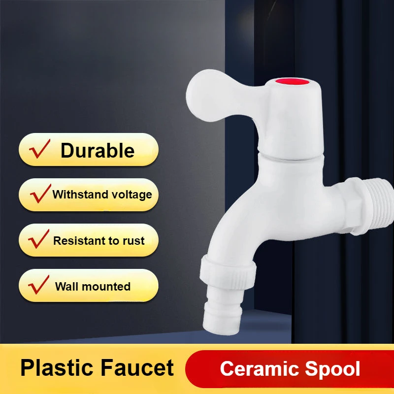 

Plastic Faucet Outdoor 4/6 Points Balcony Quick Open Faucet Household Bathroom Washing Machine Tap Washbasin Faucet