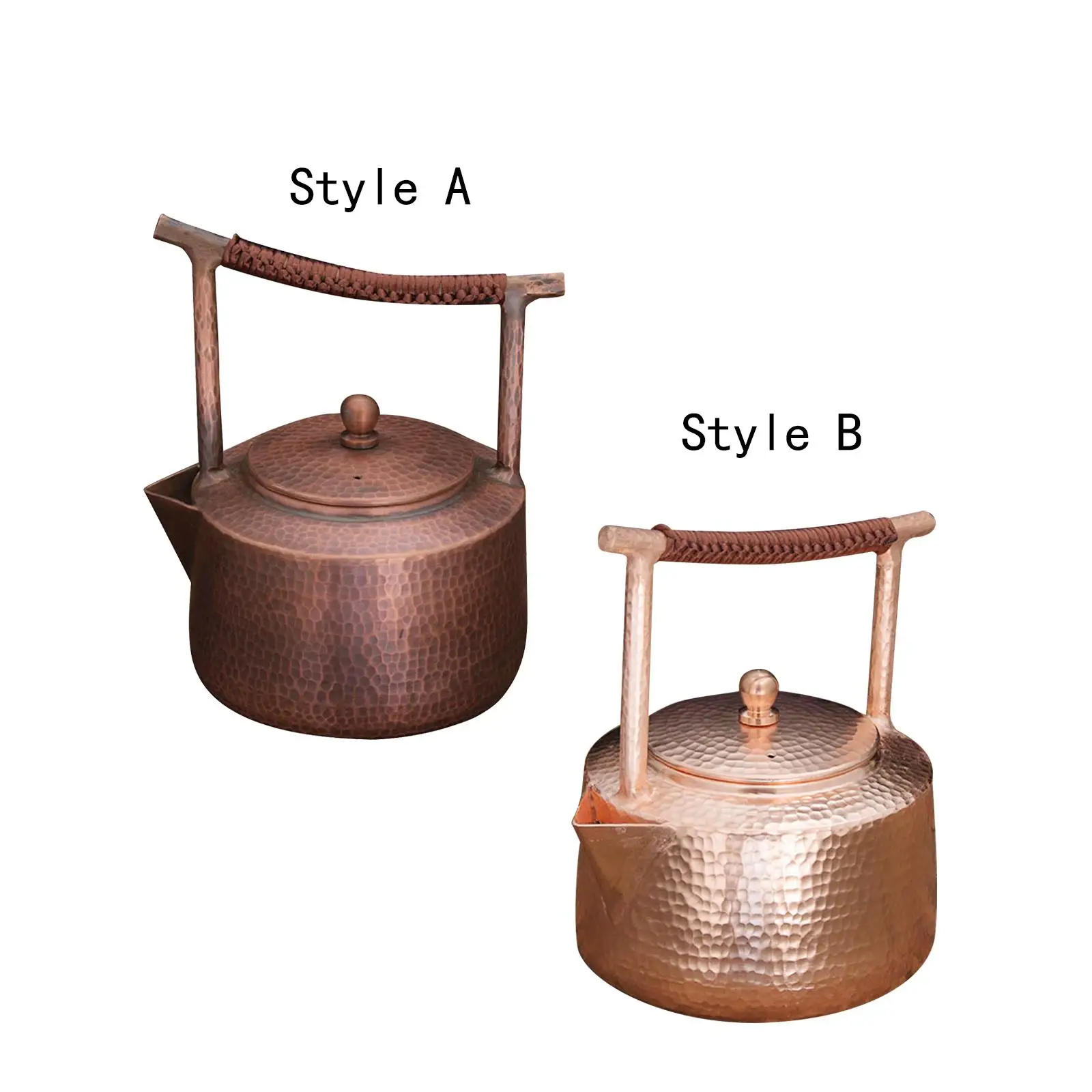 1.2 Liter Solid Copper Tea Pot Kettle 5.5x7.4inch Traditional for Gas Electric Stoves Multipurpose Handcrafted Thick Hammered