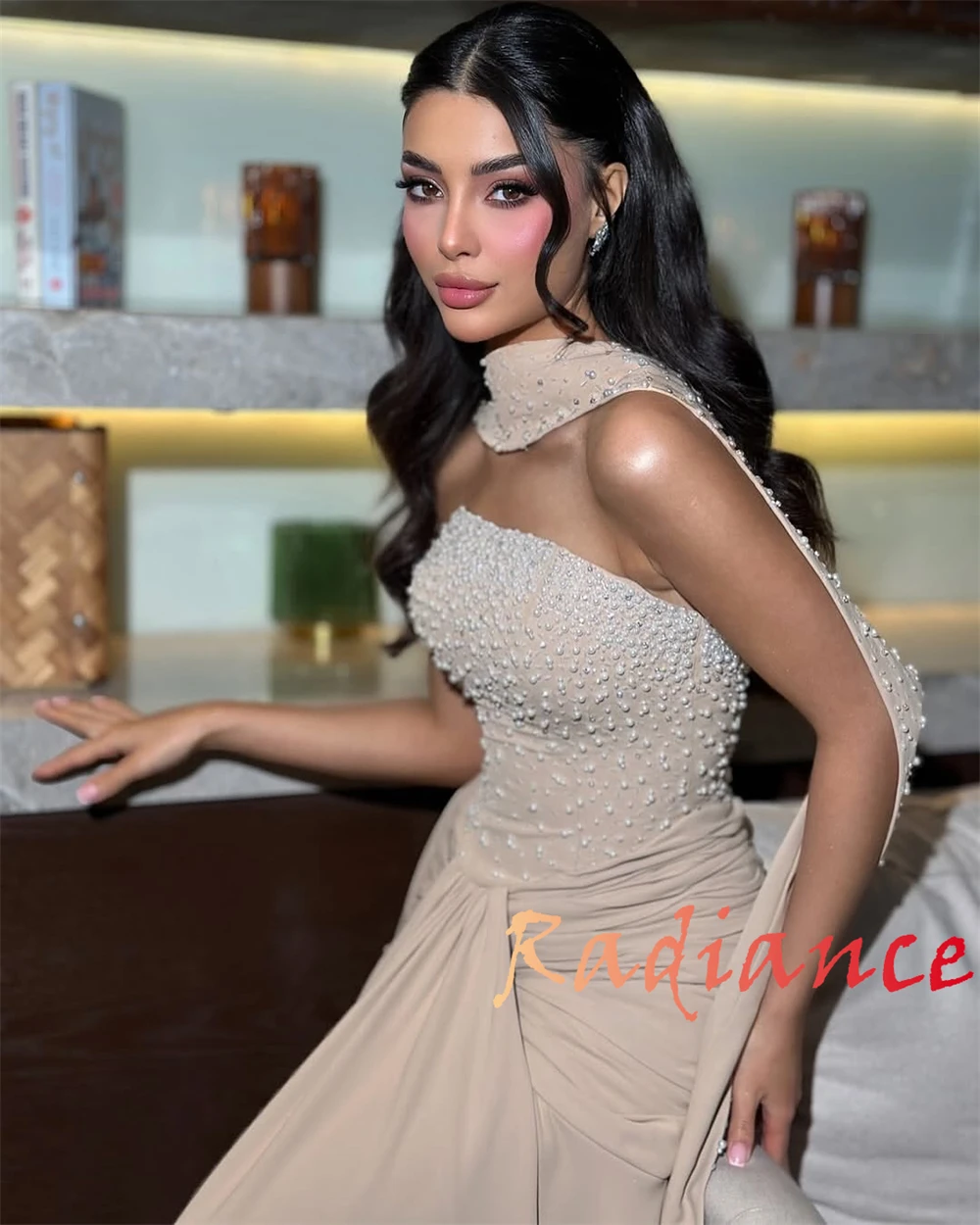 Maßgeschneiderte glitzernde Jersey-Abendkleider, zarte, trägerlose, ärmellose Heimkehrkleider, luxuriöse Kleider für besondere Anlässe