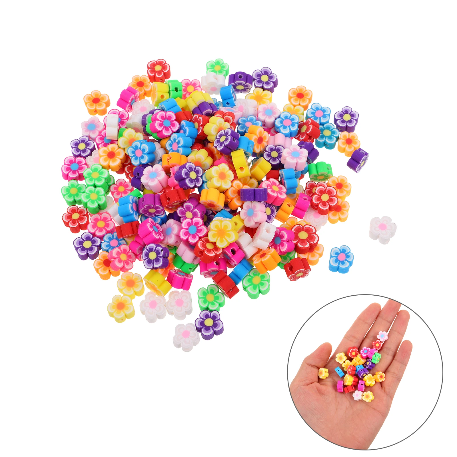 

200 Pcs Jewelry Handmade Soft Ceramic Pendant Flower Charms Choker Bead Bracelet Making Beads