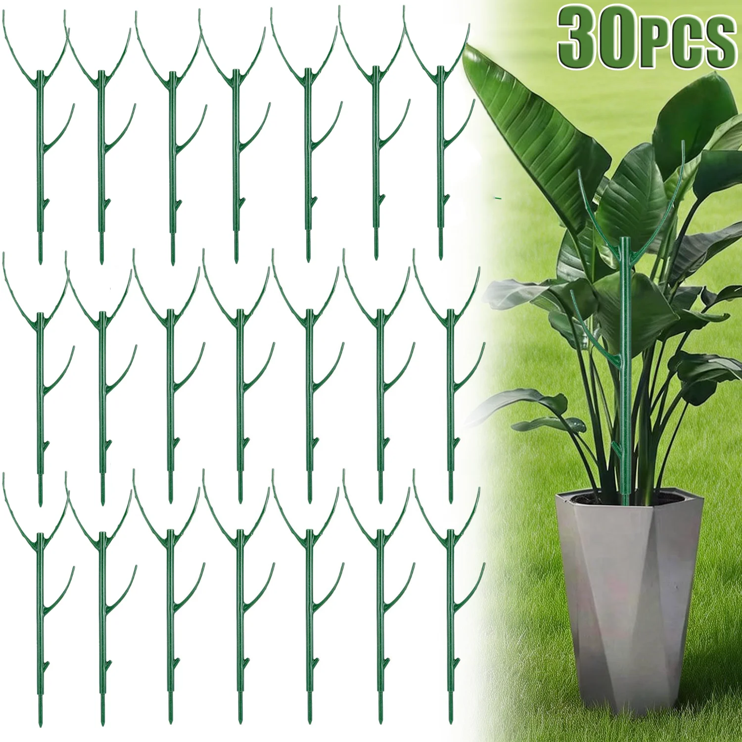 1-30Pcs Plant Support Pile Climbing Vine Stake Bonsai Fixing Rod Garden Plants Stake Holder Flower Support Rack For Potted Plant