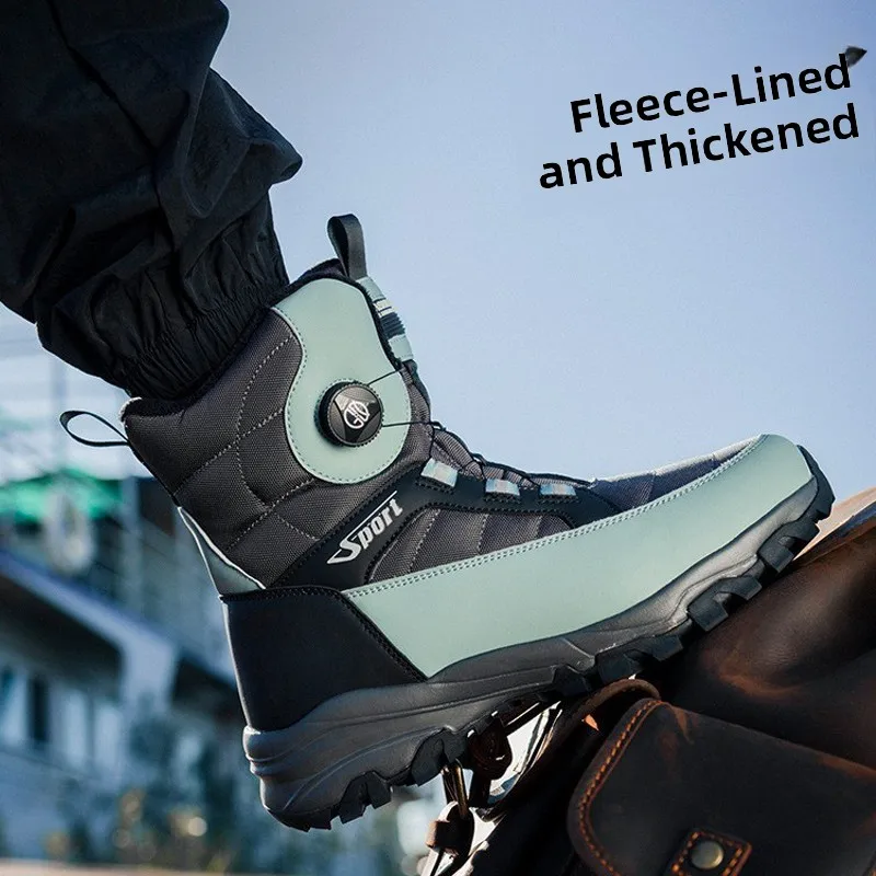

Men's Winter Thiened Fce Lined Snow Boots Outdoor Climbing oes Anti-slip Waterproof Harbin Warm Cold Proof Cotton oes
