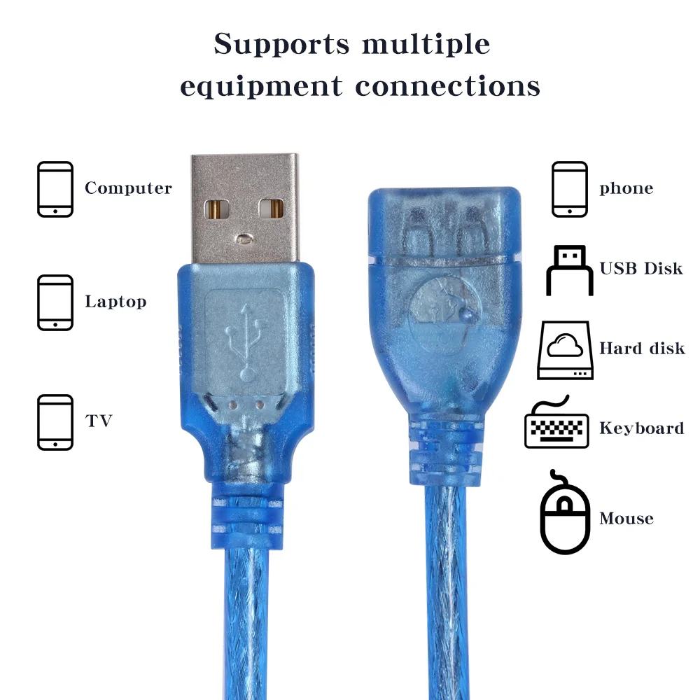 10ft USB 2.0 rozszerzenie przedłużacz do przewodów przewód USB kobiecy męski Extender szybki przewód przyłączeniowy do laptopa PC TV kabel kamery