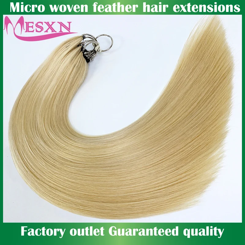 MESXN-extensões de cabelo plumas para salão de beleza, 100% cabelo humano, cabelo natural real, confortável e invisível, preto, marrom, loiro, 16 "-26"