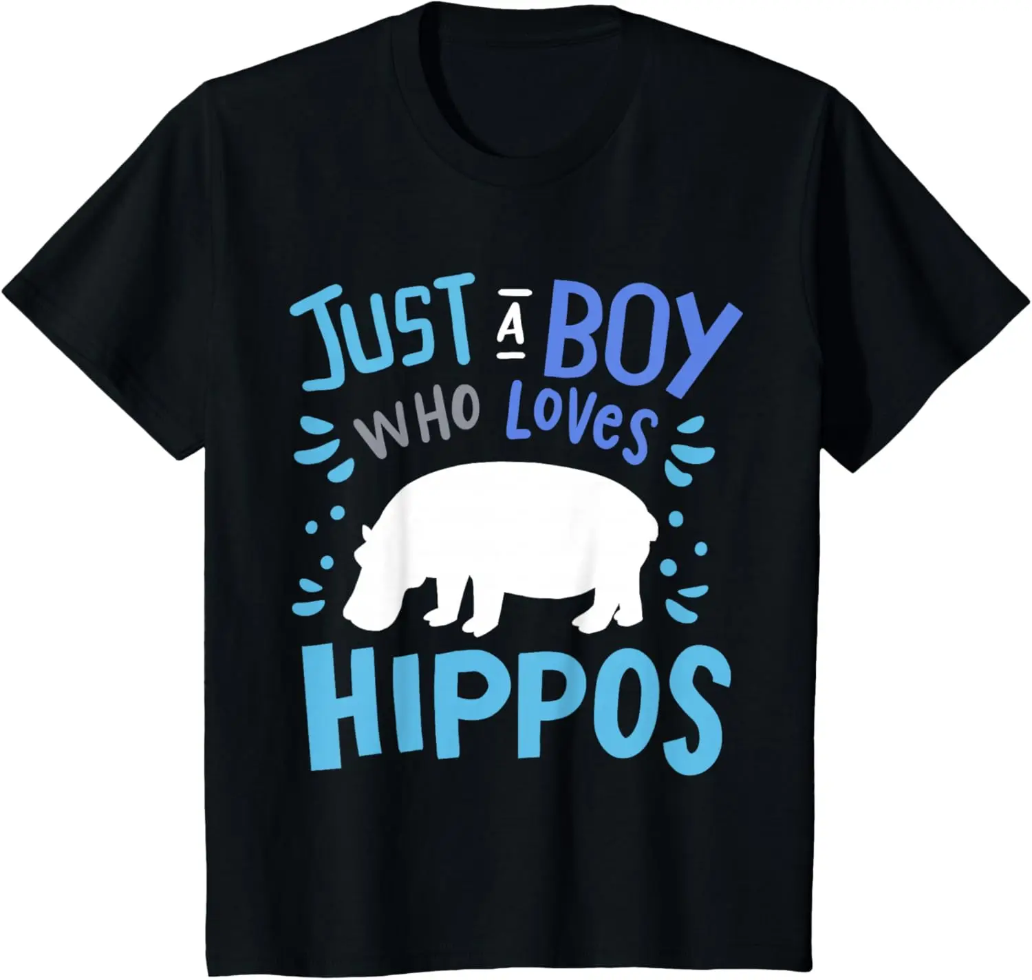 

Just A Boy Who Loves Hippos Graphic Tee Breathable Cotton Short Sleeve Shirt Gift