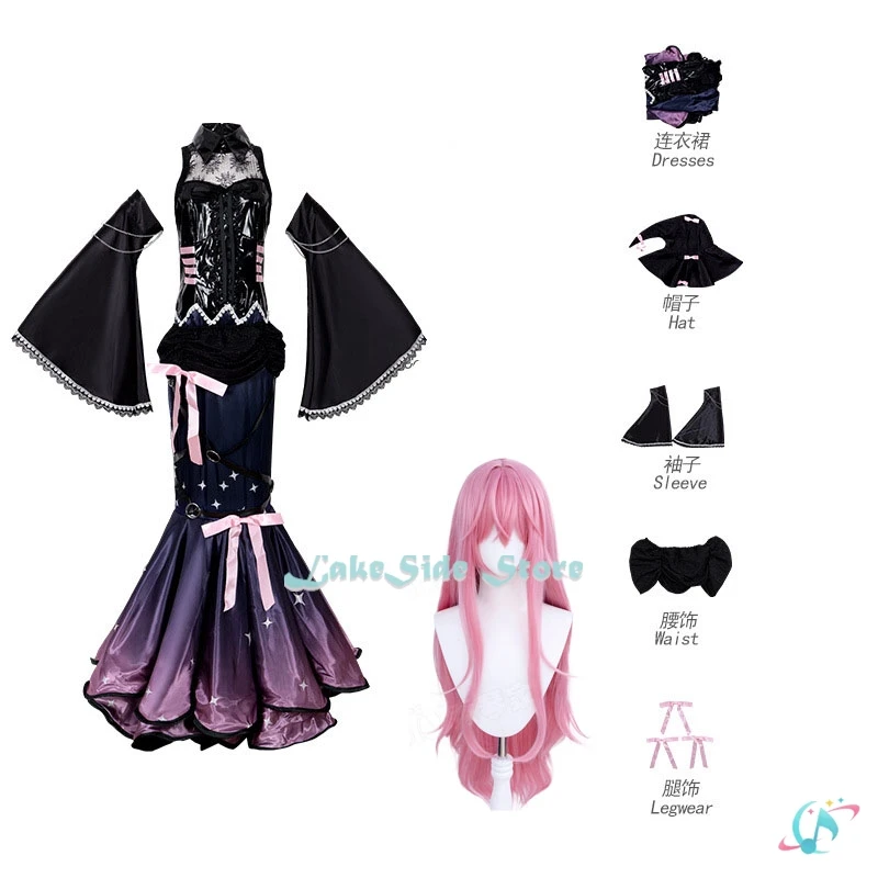 Project Sekai VS Virtual Singer Cosplay Costume pour femme, Lucaaa Luka, perruque d'Halloween, tenue de paupières, vêtements uniformes, ensemble de robe en queue de poisson