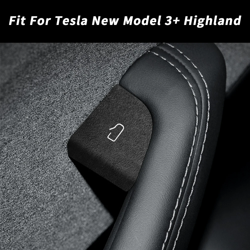 Adesivo Patch interruttore porta per Tesla nuovo modello 3 + Highland 2024 Alcantara adesivo interno in pelle scamosciata accessori decorativi