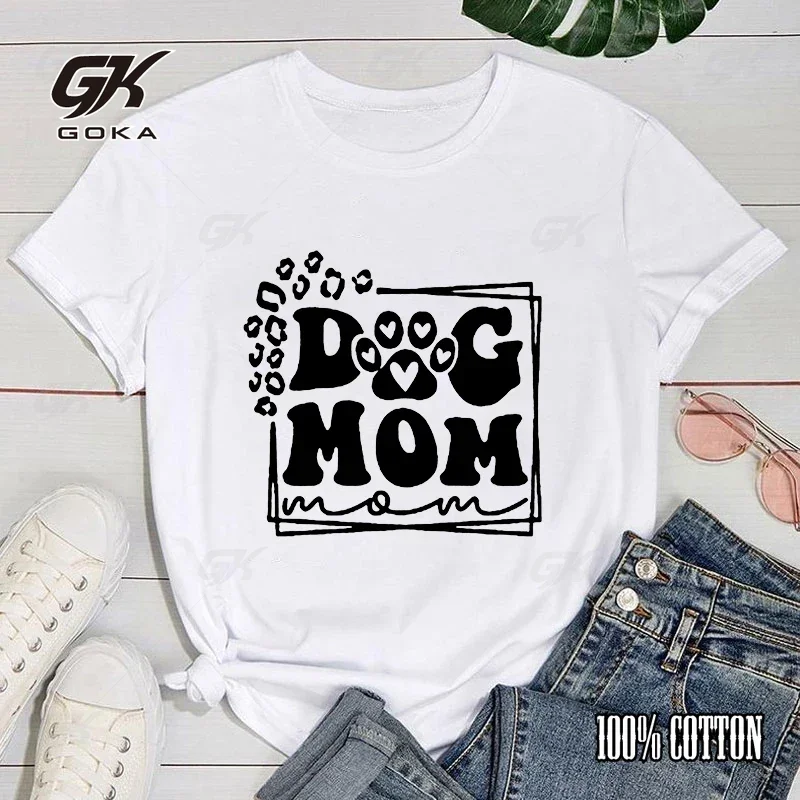 Premium Cotton T Shirt Dog Mom Print T Shirts Short Sleeve O Neck Loose Women Summer Cool  Men Vintage Tops Clothes Unisex Tees