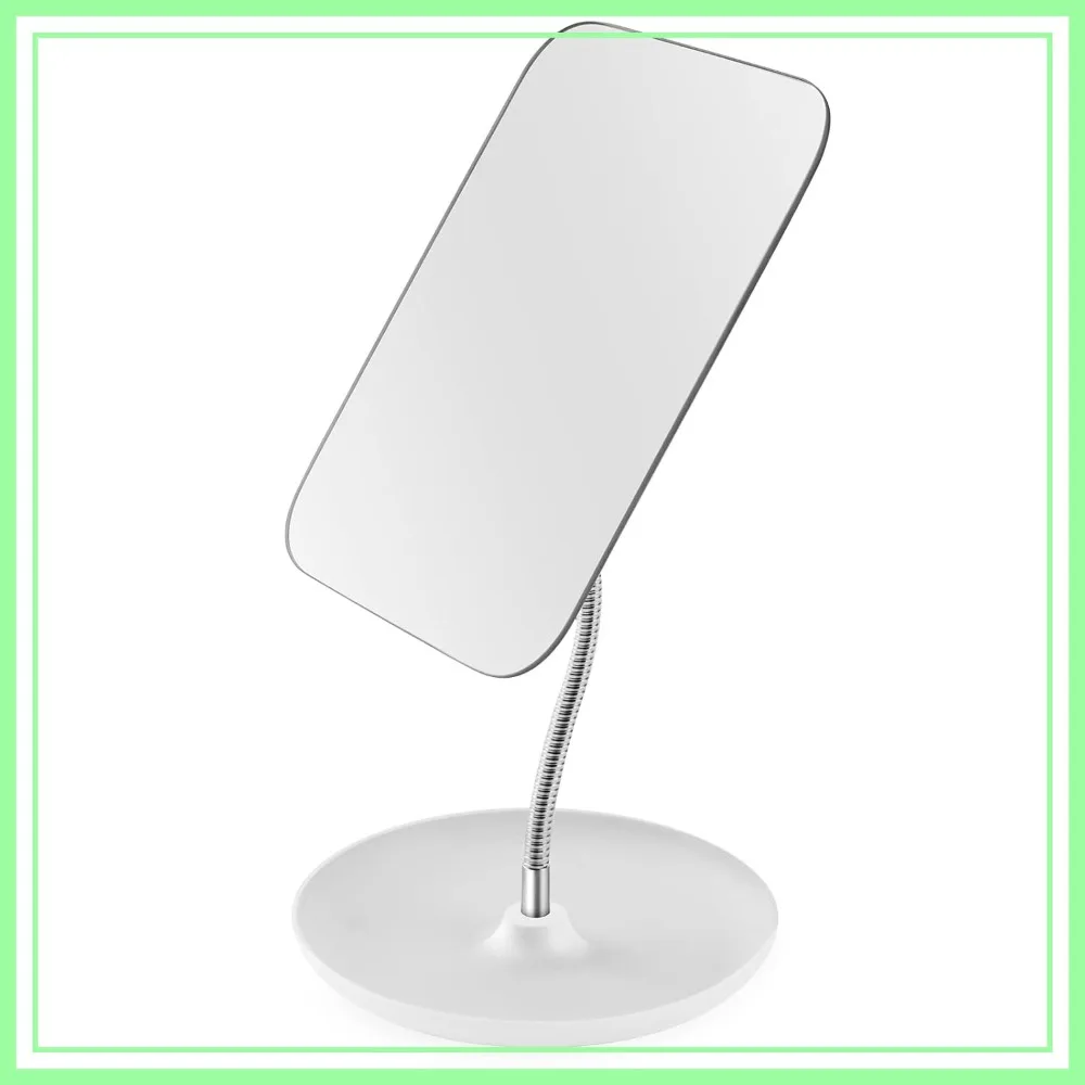 

Adjustable Gooseneck Vanity Mirror with Stand, 360° Rotation Folding Portable Makeup Mirror for Desk Bathroom Shaving