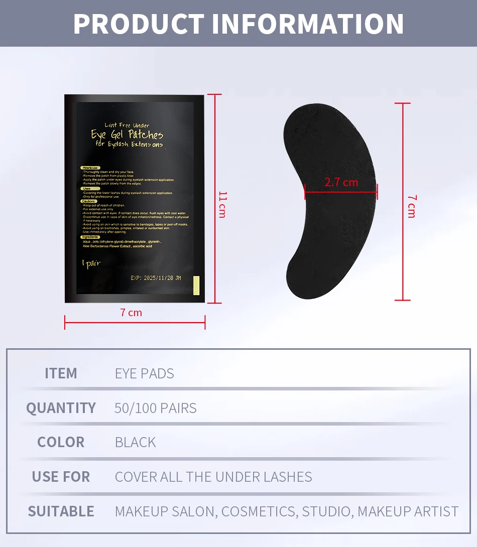 UV-Patches 50 Paar Hydrogel-Wimpernpflaster, schwarzes Pad, Wimpernpflaster, Schönheits- und feuchtigkeitsspendende Augenmaske für Wimpernverlängerungs-Make-up – Detail 2