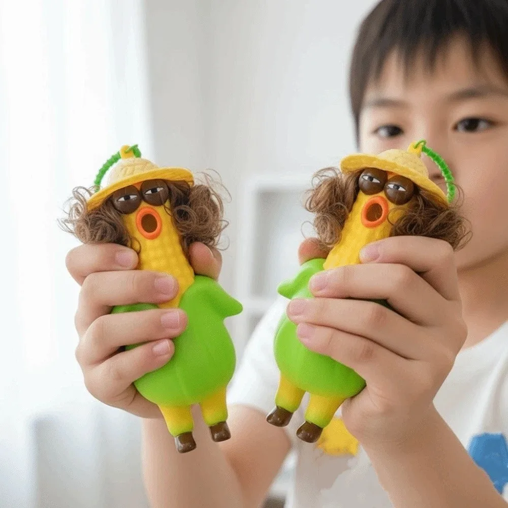 Sensory PVC Screaming Chicken Shrill Hilarious Squishy Pendant Flexible Portable Corn Key Chain Teens