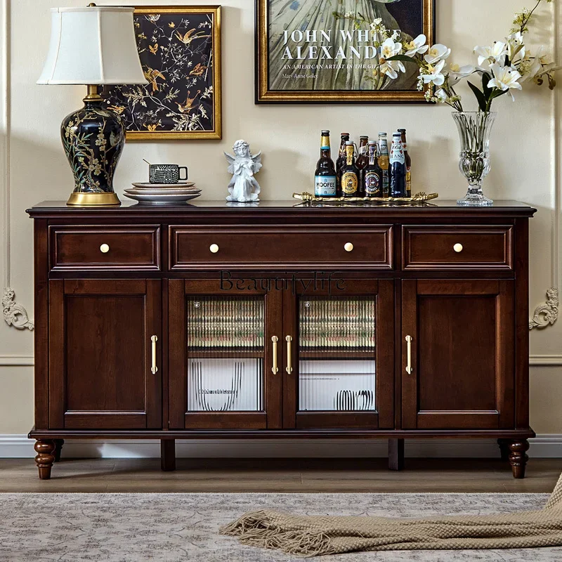 

ls 51American retro pure solid wood single-layer dining side cabinet living room kitchen cabinet storage