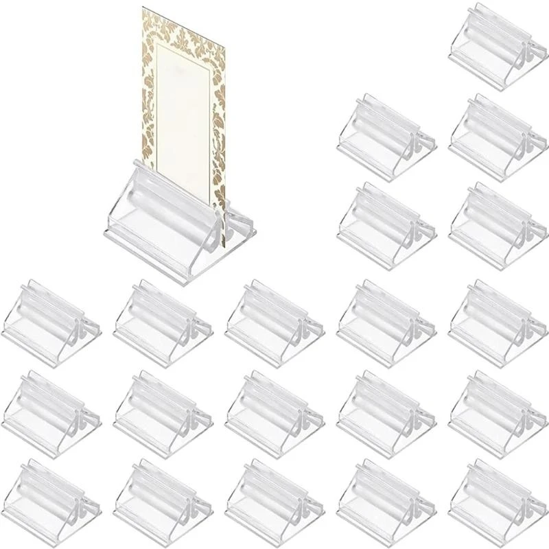  20x/Set Place Cards Holders Playing Card Holders Clear Sign Holders Business Card Holders Picture Stand Photo Holders