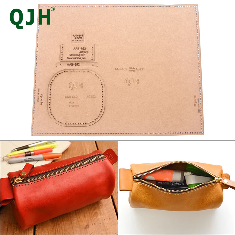 Large-Capacity Cylindrical Pencil Case Storage Stationery Bag DIY Handmade Leather Free-Cut Acrylic/Kraft Paper Drawing Template