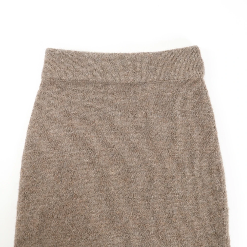 Damenrock aus Wollmischung, eleganter, hoch taillierter, gerader Rock mit Rückenschlitz, kann mit einem Oberteil 2025, Winterneu gepaart werden