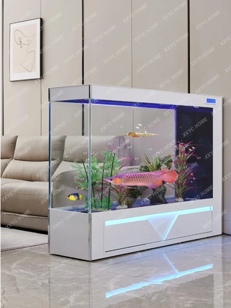 Fish Tank Living Room Super White Glass Floor Screen Partition Aquarium Light Luxury Household Change Water Fish Tank