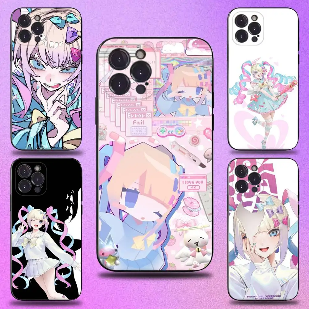 

Needy Girl Streamer Overload Phone Case For iPhone 16,15,14,13,12,11 Plus,Pro Max,XS,X,XR,SE,Mini,8,7,Soft Silicone Black Cover