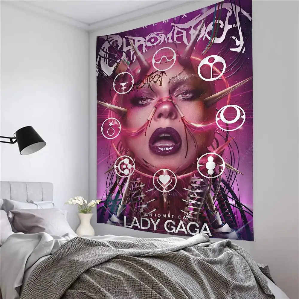 female pop singer L-LadyGaga Printed Large Wall Tapestry Hanging Tarot Hippie Wall Rugs Dorm Home Decor