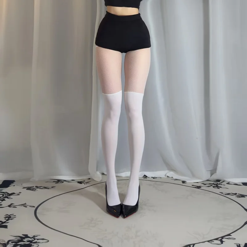 

Foreign TradeJKBright Color Mesh Socks Patchwork Fake High Tube Over-the-Knee Long Socks Pile Socks