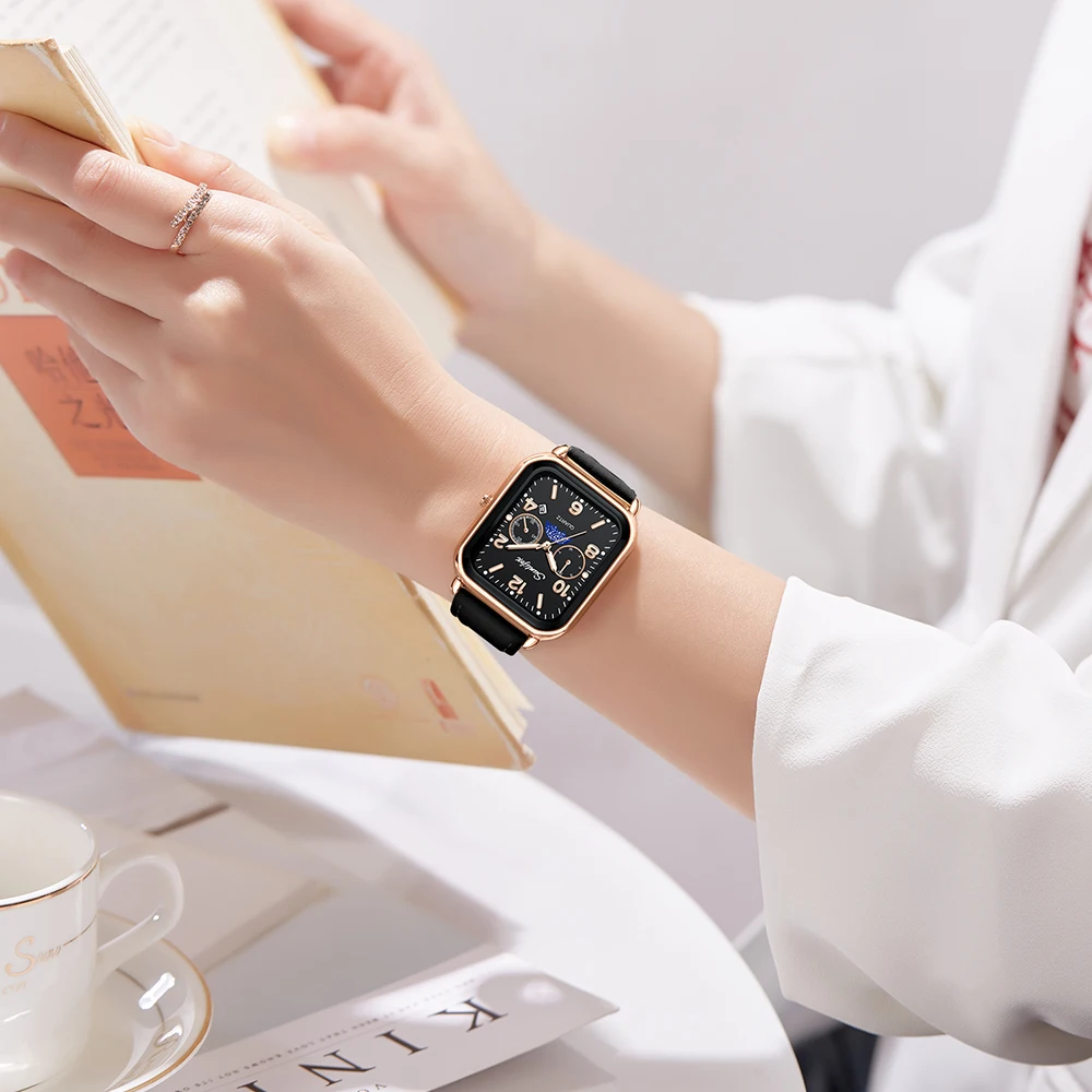 Sunlifex orologi da donna orologi originali al quarzo con cinturino in pelle moda Casual coreana