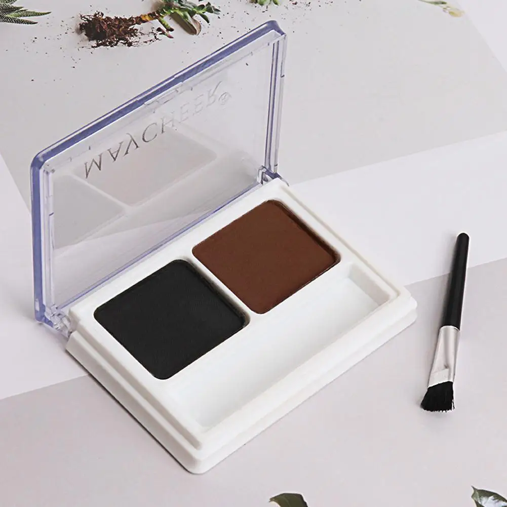 2 Farben Augenbrauen Puder Palette Make-up schwarz braun Augenbrauen wasserdicht mit kosmetischen Schatten profession elle Palette Pinsel Auge enh g7h1