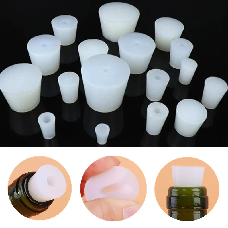 1pcHome Brew Wine Stoppers Silicone Plug With 8mm Hole For Airlock Valve Bubbler Fermentation Exhaust Valve Silicone Rubber Plug