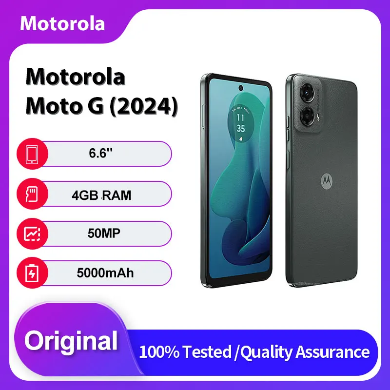 Motorola Moto G (2024) 5G XT2417 Original Desbloqueado, Huella Dactilar, Bluetooth, 5000mAh, 50MP, Teléfono Móvil de 6.6 Pulgadas, 128GB, 4GB RAM