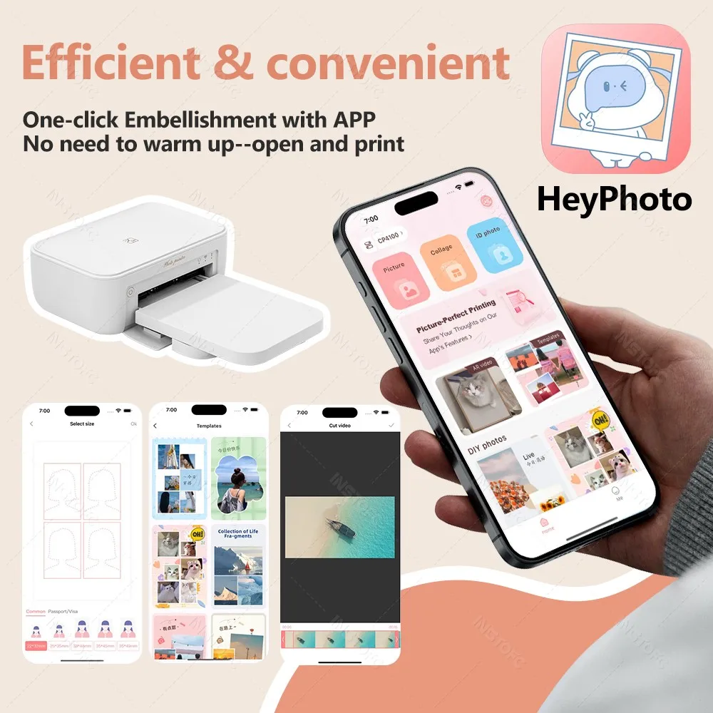 HPRT CP4100 4x6 Instant Photo Printer for iPhone Android, WiFi Bluetooth Dye Sublimation with AR Video & HeyPhoto App