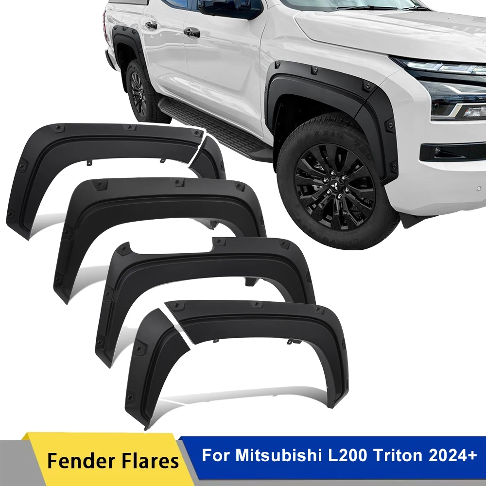 

Pocket Style Fender Flares Wheel Arch For Mitsubishi Triton MV L200 2024 2025 Mudguards Double Cabin 4X4 OFFROAD Car Accessories