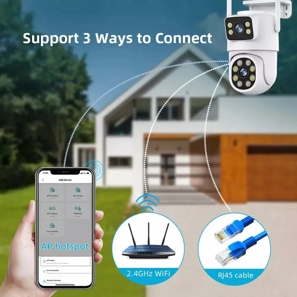 8MP Dual Lens PTZ Outdoor Security Camera 4K WiFi