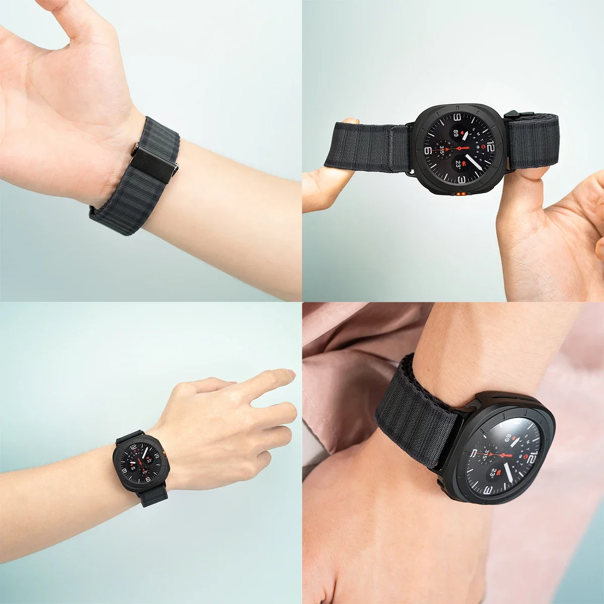 Ремешок и чехол для Samsung Galaxy Watch 7 Ultra 47 мм, защитная пленка для экрана из закаленного стекла, чехол из поликарбоната, нейлоновый браслет для Galaxy Watch