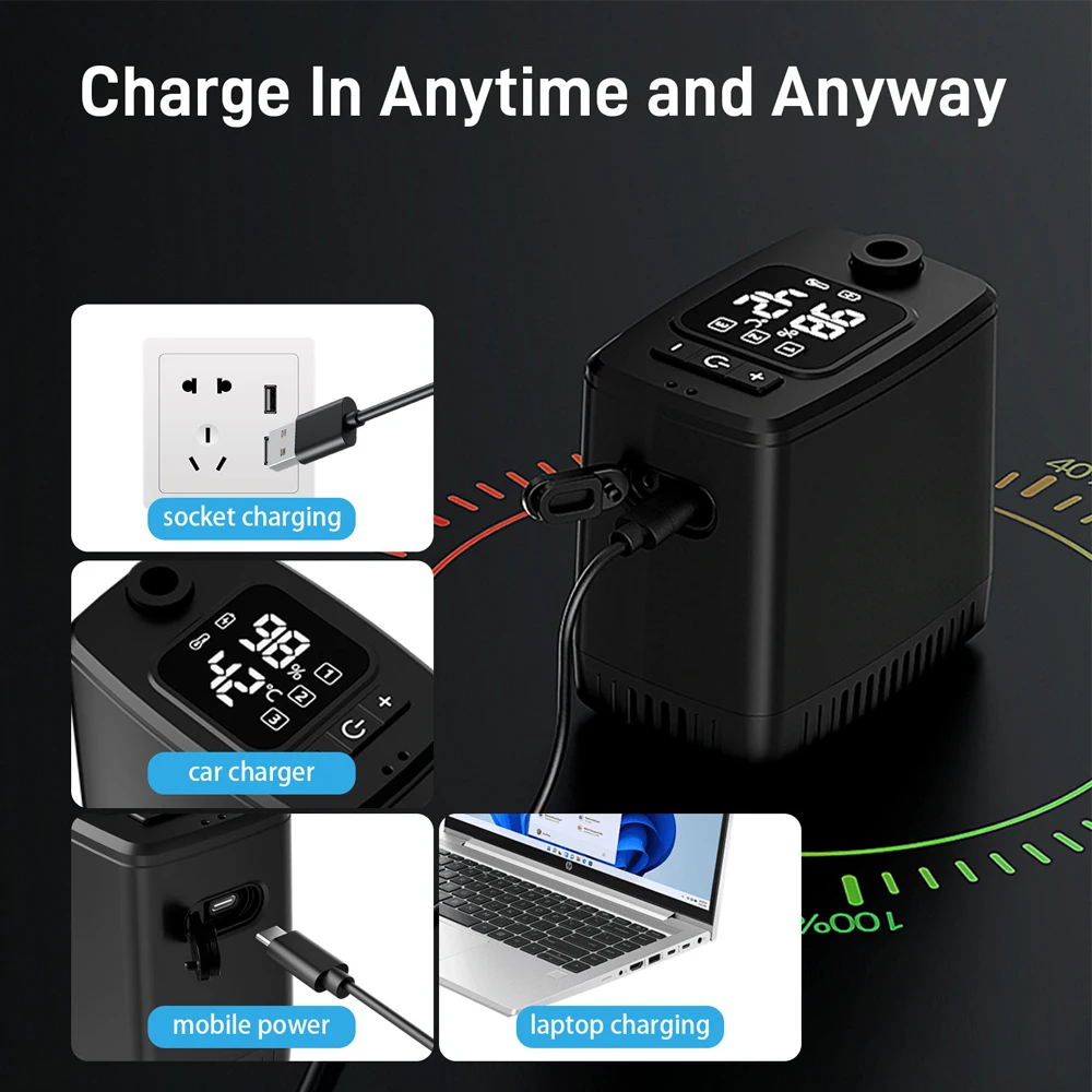 Ducha Eléctrica Portátil para Camping con Pantalla Digital, Bomba de Ducha Recargable USB de 8000mAh, Impermeable, para Hogar, Viajes y Aseo al Aire Libre