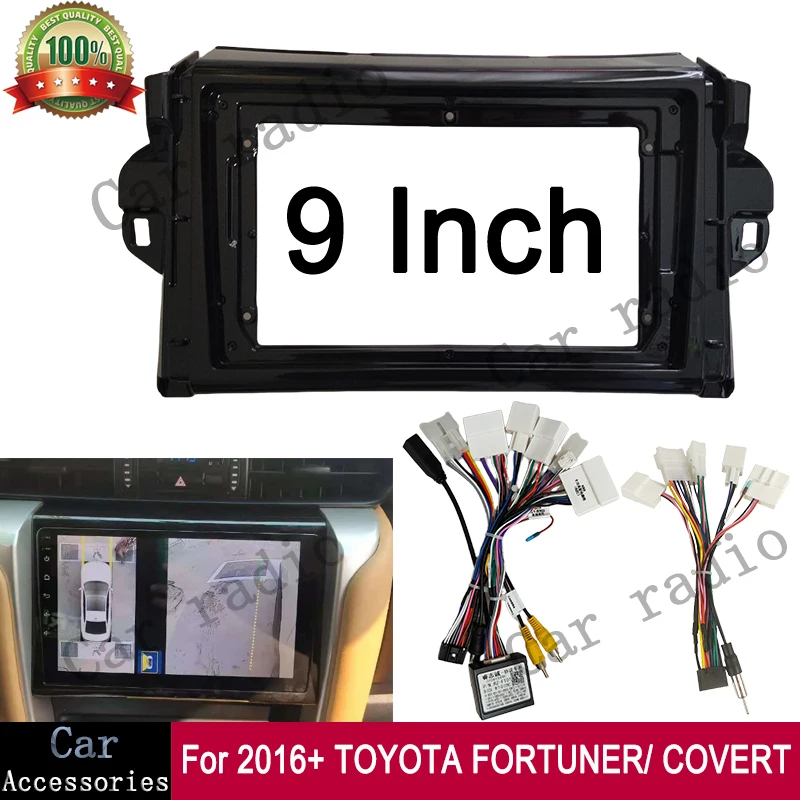 Pour 2016 + TOYOTA FORTUNER/COVERT 9 pouces autoradio Android cadre stéréo lecteur 2Din unité principale Fascia panneau tableau de bord couverture