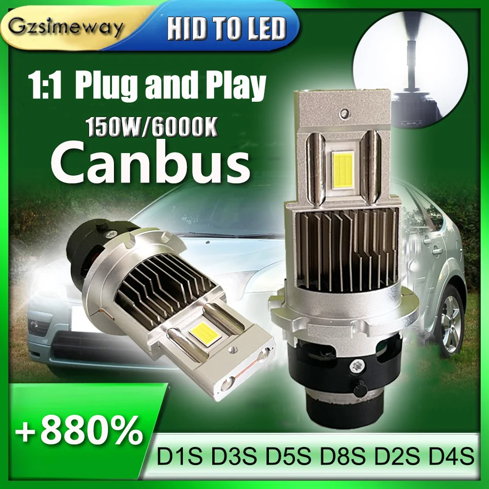 D2S D4S 1:1 Led Headlights 90000LM HID D1S D3S D1R D3R Kit Xenon LED Bulbs Retrofit Kit  D2R D4R Car Lamp 12-24V no error,6000K