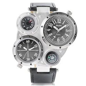 Relógio Quartz Militar Masculino, Elegante Pulseira de Couro do Exército, Esporte, Moderno, Duplo Movimento, Grandes Relógios de Pulso, Deco Compass, Novo, 2022