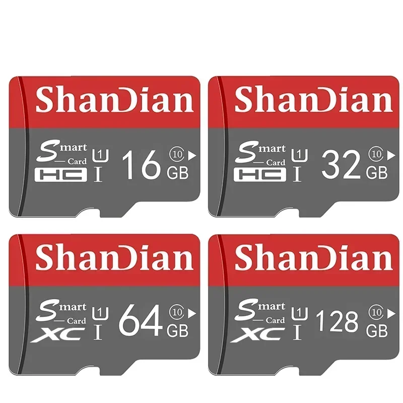 Shandian 100% การ์ดมินิ SD แบบดั้งเดิม128GB Class 10 TF 32GB 64GB ความจุ16GB 8GB การ์ดความจำความเร็วสูงสำหรับแฟลชการ์ดแท็บเล็ตโทรได้