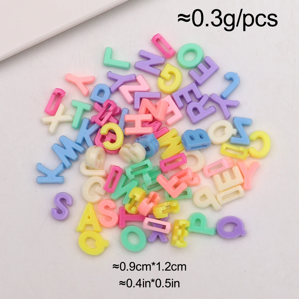 200pc Mixed Color Acrylic Resin 12mm Letter Flat Beads Cartoon Random 26 English Letter Bead DIY Jewelry Keychain Accessories