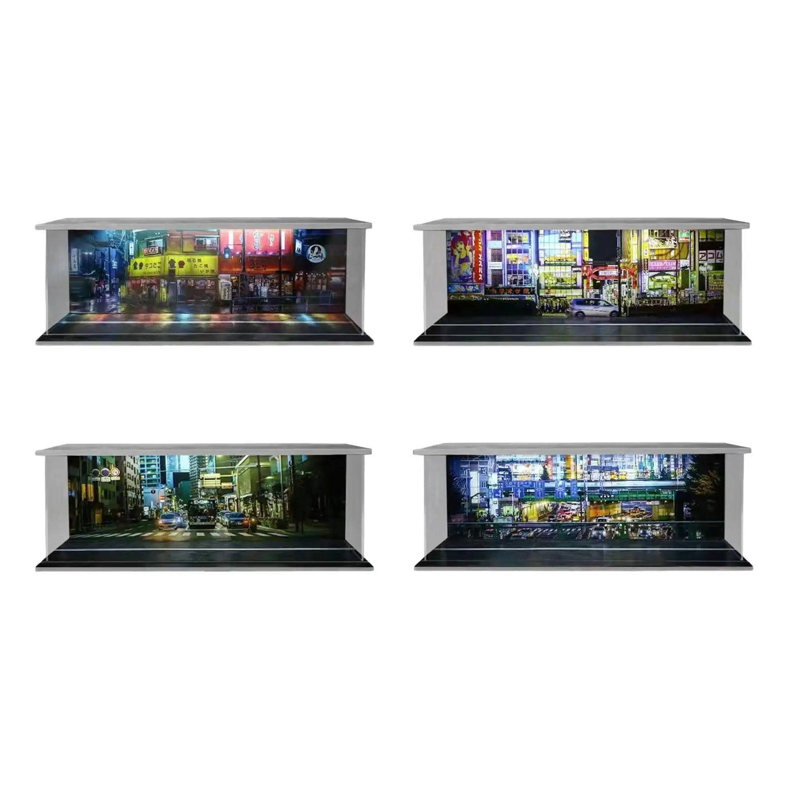 

1:64 Scale Parking Lot LED Display Case Protective for Doll Diecast Car