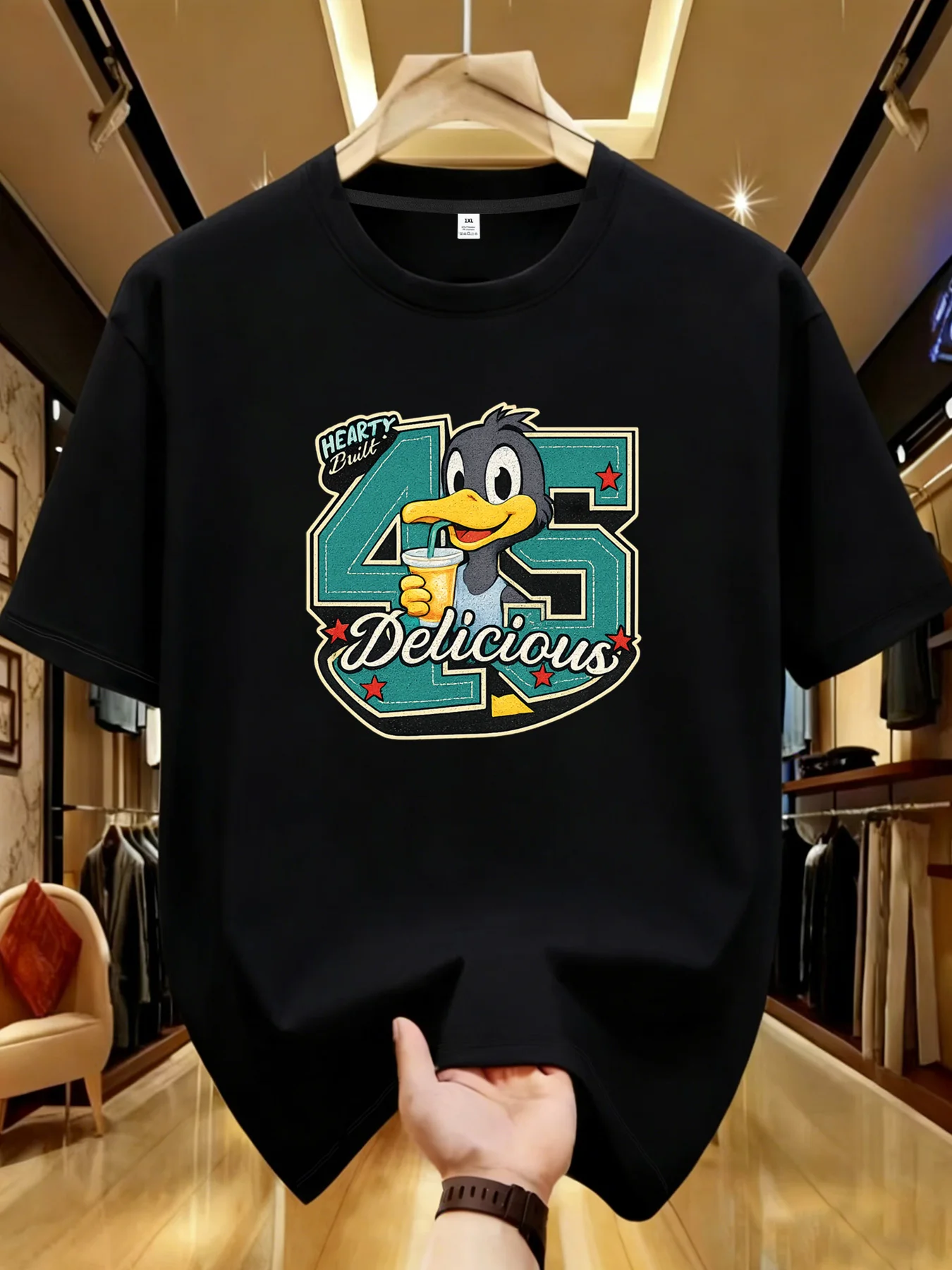 

【YJ00020】Футболка для женщин больших размеров с круглым вырезом, короткими рукавами, эластичными рукавами до локтя и модными принтами.