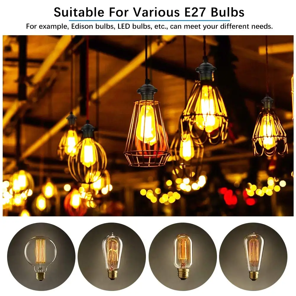 E26 E27 AC 110V 220V Vintage Edison Lamp Base Light LED Bulb Socket Base Holder cable Retro Incandescent Filament Bulb Lamp Base