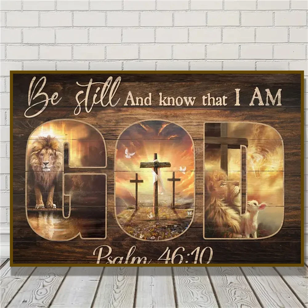 Bible Verse Canvas Picture Christian Canvas Art Poster Jesus Canvas, Be Still And Know That I Am Paintings Prints Bedroom Decor