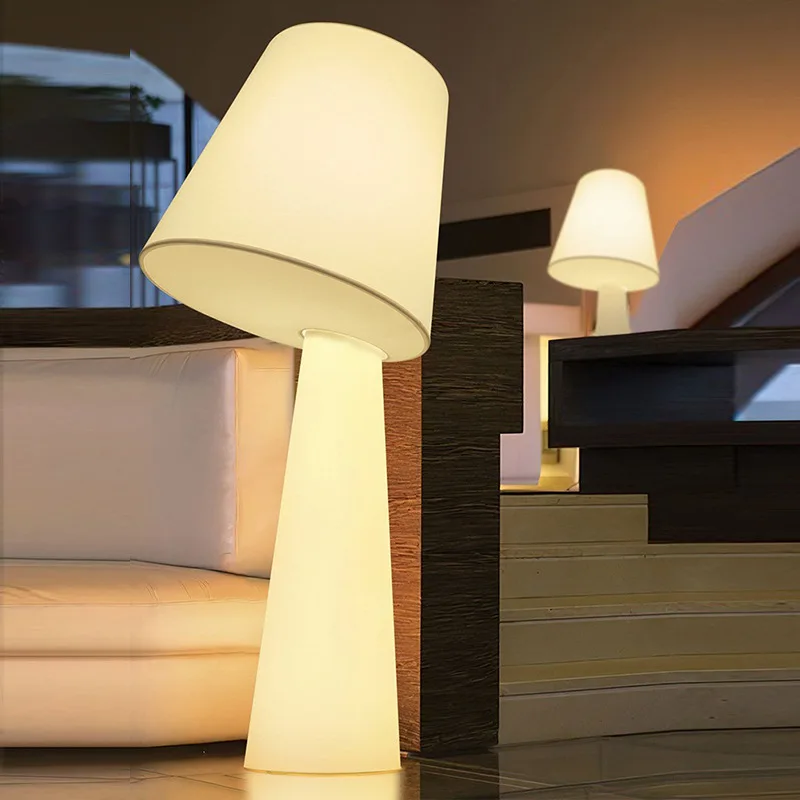 Column Fabric Floor Lamp Wabi Sabi White Fabric Standing Lamp All Over Glow Linen Table Light for Living Room Hotel Hall Villa