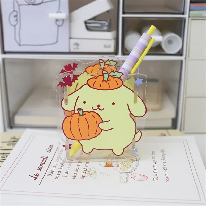 6 pcs/lot Transparent Sanrio Kuromi PomPomPurin Cat Pen Holder Cute Desk Storage Box Stationery School Office Supplies Kids Gift