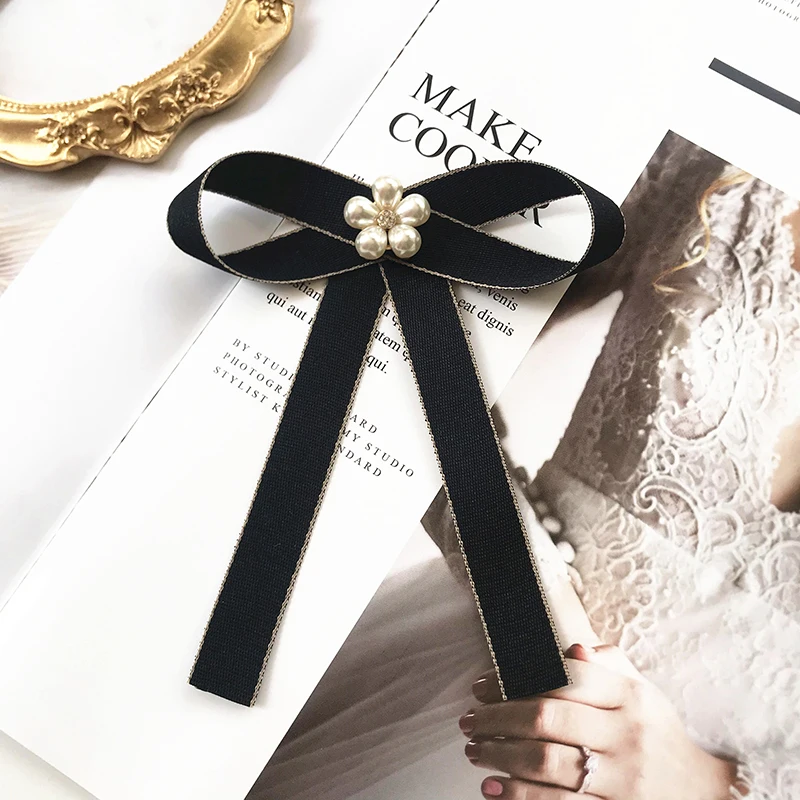 British Korean Girl Bow Tie Solid Color Shirt College Style All-match Sweet Temperament Bow Small Collar Flower Accessories
