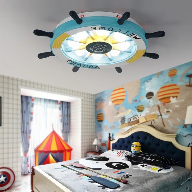 Boys Girls Marine Boat Helm Ceiling Lamp Kids Room Ceiling Light Kids Room Led Nursery Lighting