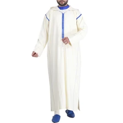 Túnica Kaftan de Oriente Medio para hombre, vestido musulmán de manga larga con capucha árabe saudita, 41QC