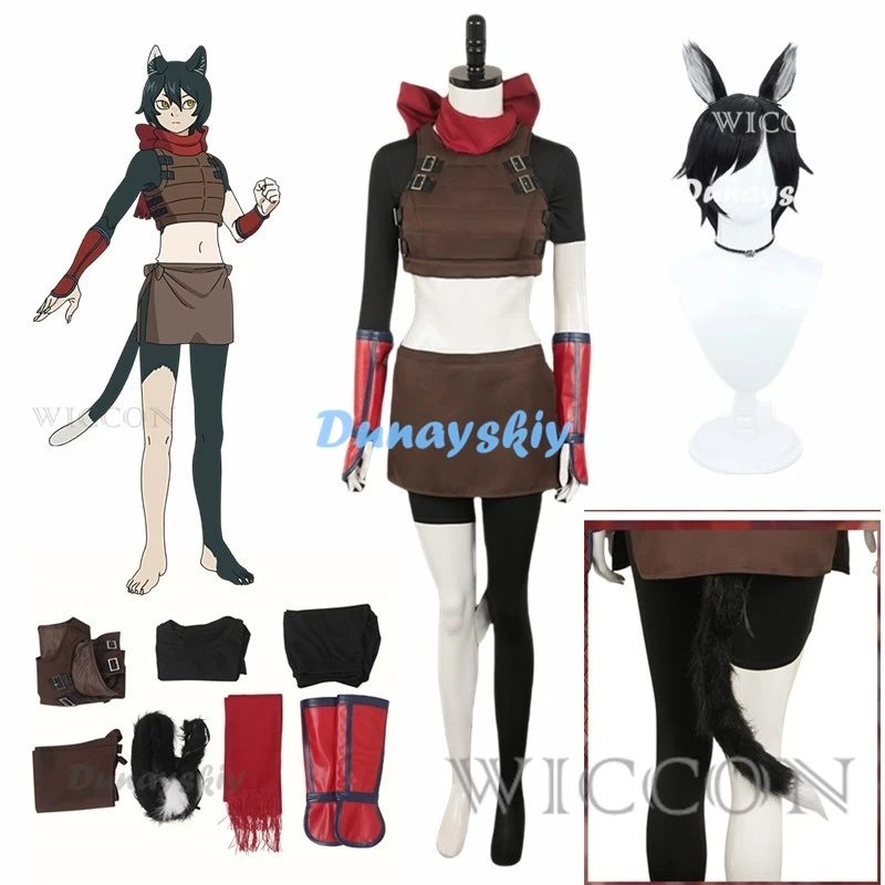 

Fantasia Izutsumi Cosplay Scarf Tail Outfit Anime Delicious in Dungeon Costume Wig Tail Ear Women Halloween Carnival Party Cloth