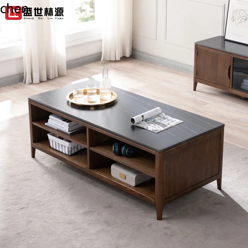

C6.15 solid wood rock slab coffee table simple small apartment tea table household storage tea table