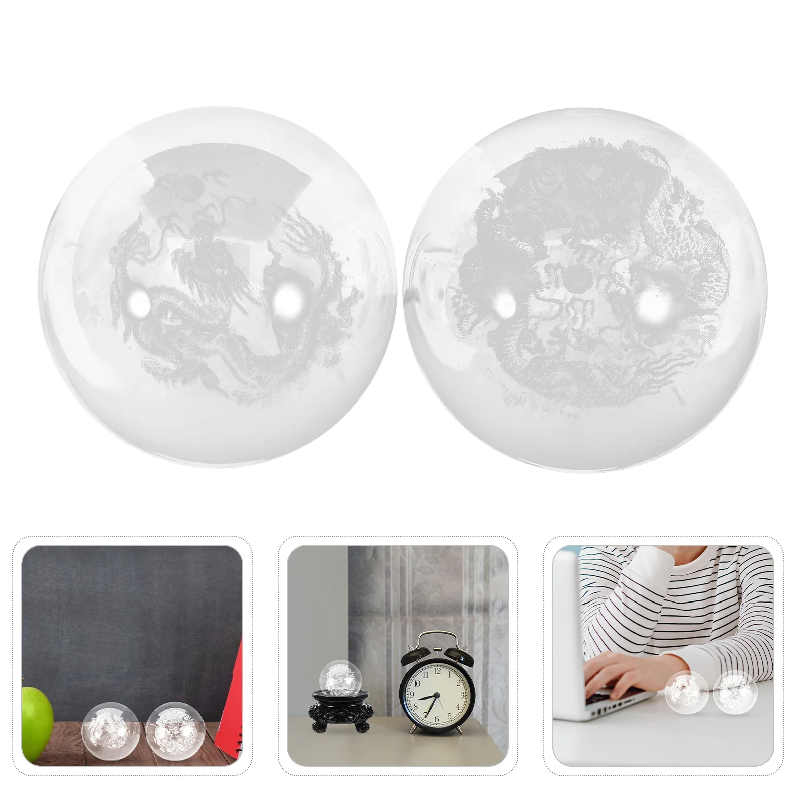 

4Pcs Baoding Hand Balls 4Cm Transparent Glass Massage Balls for Hand Fitness Flexibility Exercise and Decorative Cultural Gift